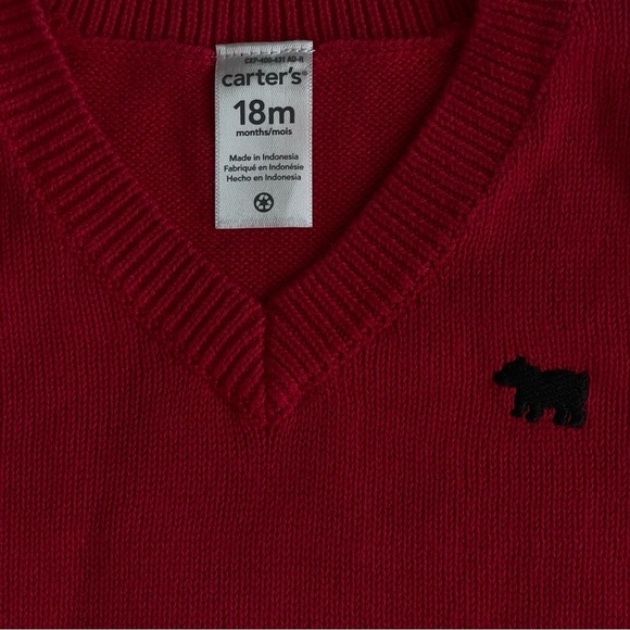Carter's Boys Red Sleeveless Knit Sweater Vest Size 18M - Picture 3 of 3